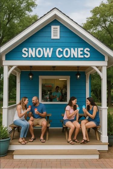 Locals in Conroe, Tx enjoying snow cones made with Mr. Ice 10 lb block ice. 