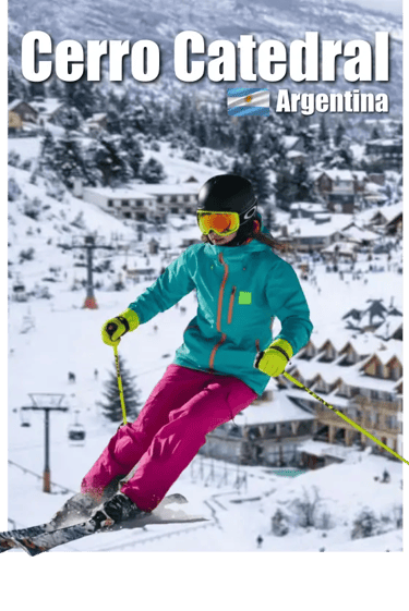 a person skiing down a hill with a skiier at Cerro Catedral Bariloche