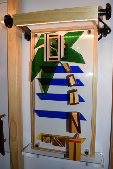 D JOINT wall pic-light bar/case/opt. plexi art base-richWOODart.com-13 1/2"x25 1/2"-8 lbs.+  
