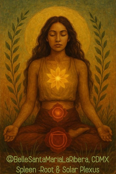 spleen earth element stability, nourishment, balance of the Solar Plexus Root Chakras alignment