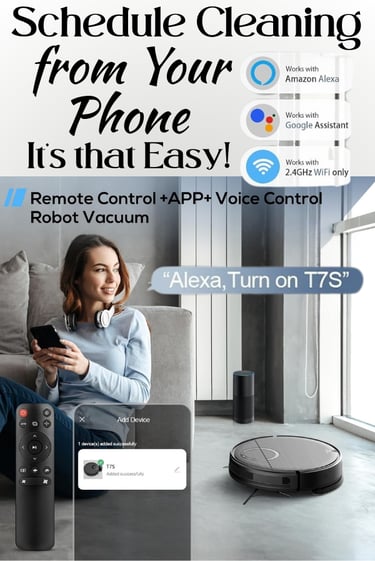 Robot Vacuum & Mop Combo Phone App plux Alexa