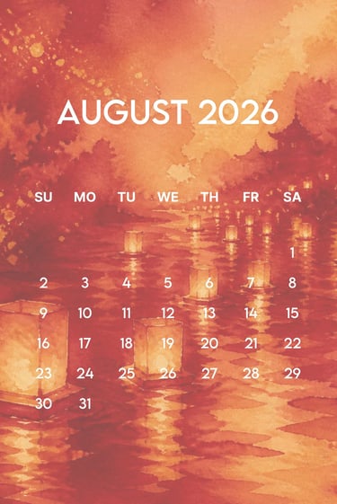 August 2026 ghost month border free calendar A4 JPG full