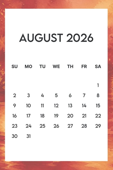 August 2026 ghost month border free calendar A4 JPG