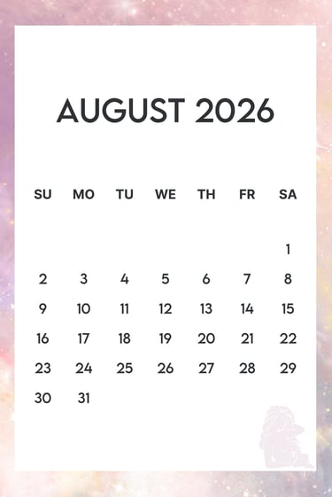 August 2026 virgo border free calendar A4 JPG