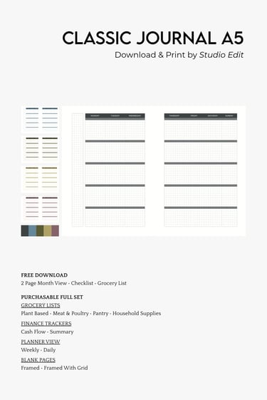 VOL. 1 A5 Classic Journal Printable in PDF. With free samples