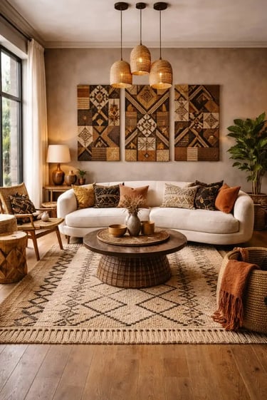 Modern Afro Bohemian Living Room | Neutral African Decor Ideas 2026