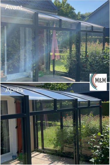 avant - après nettoyage de véranda bihorel par m&m services pro rouen