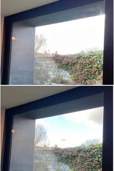 Avant après remise en état de vitres M&M services pro