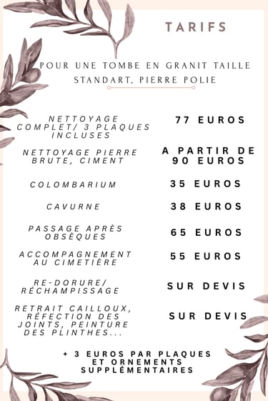 tarifs nettoyage sépultures Charente Maritime