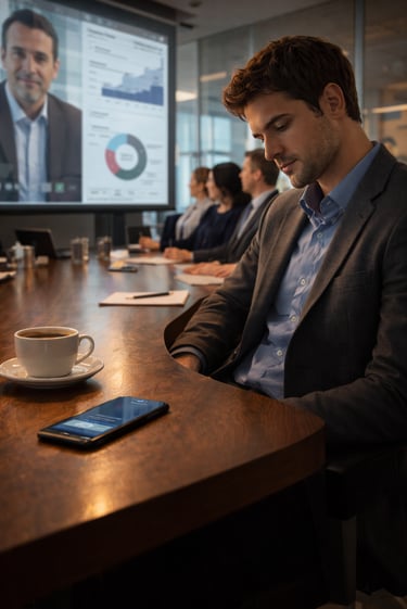Hombre en videoconferencia
