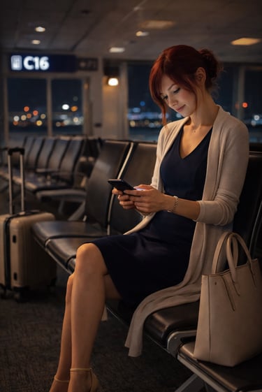 Mujer enviando mensaje por celular