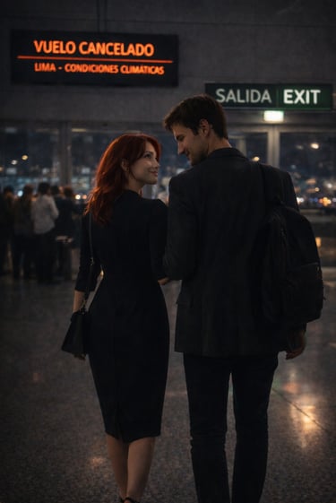 Pareja saliendo del aeropuerto