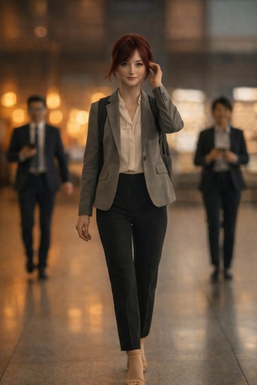 Mujer caminando en aeropuerto