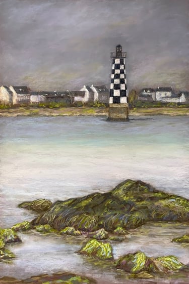 Tableau au pastel sec - Le phare de la Perdrix