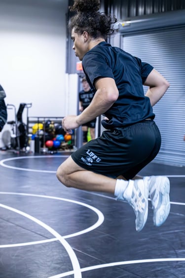 wrestler jumping