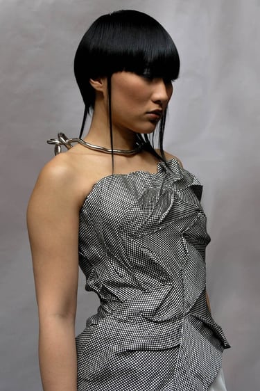 Bustier Kalaïne plis cousus à la main, pièce unique