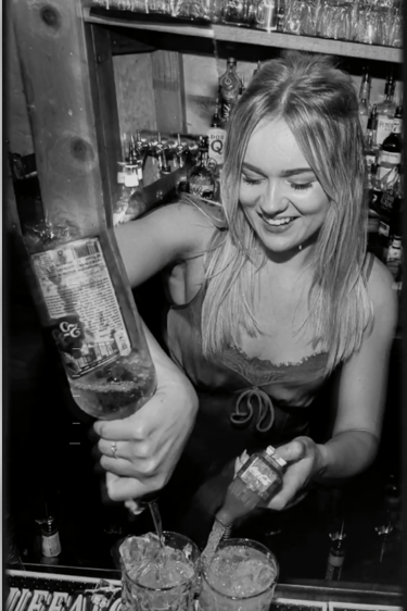 Carlie Strom Bartending at Amsterdam Lounge in Boise Idaho
