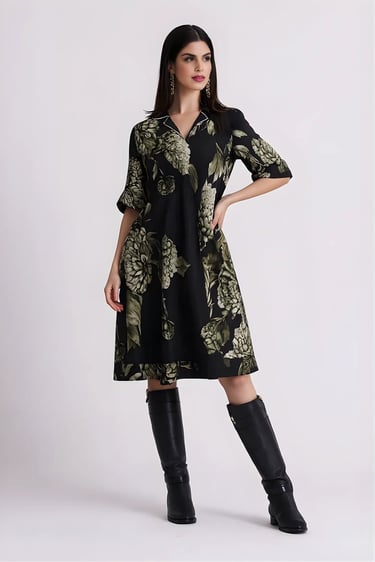 A Line Patch Pocket Dress