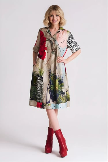 A Line Patch Pocket Dress