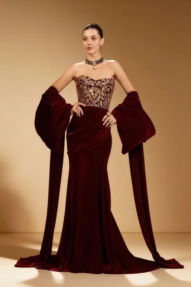 Bordeaux Velvet Gown