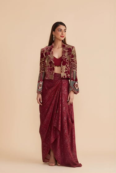 Crop Blazer Skirt Set