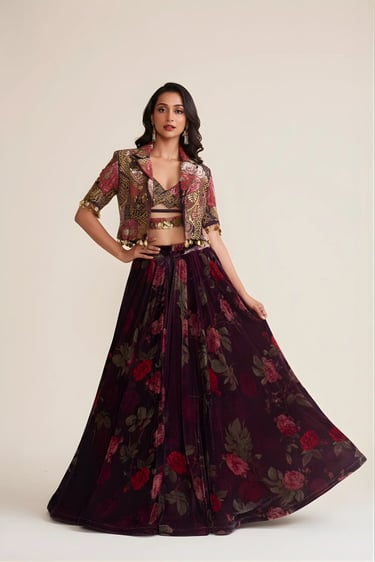 Crop Blazer Skirt Set