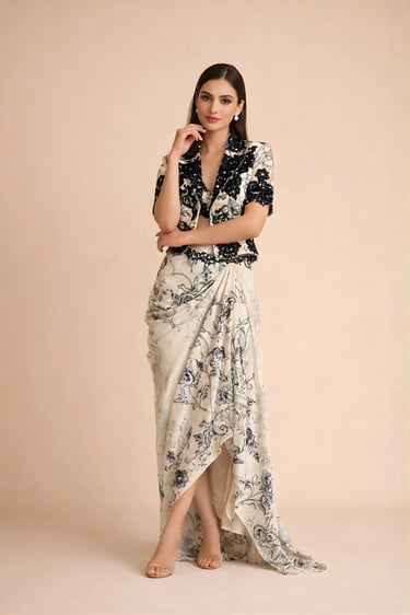 Crop Blazer Skirt Set