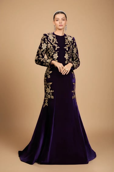 Deep Aubergine Velvet Gown