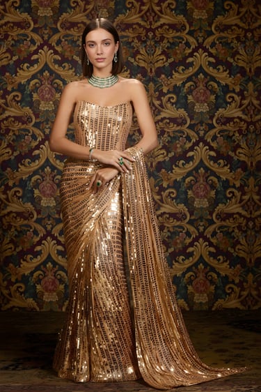 Gold Tube Gown Saree