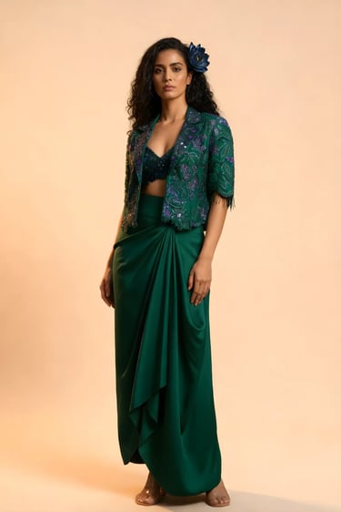 Ivory Vintage Lily Crop Blazer Set