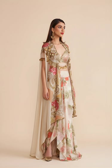 Organza Cape Skirt Set