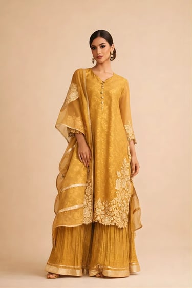 Organza Gota Kurta Set