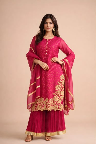 Organza Gota Patch Kurta Set