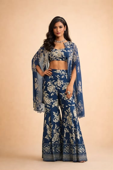Parsi Jaal Cape and Garara Set