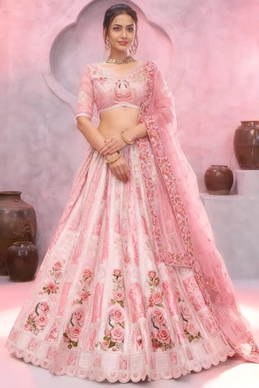 pink rose lehenga