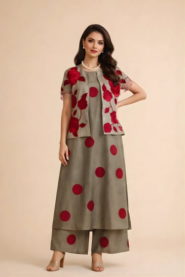 Polka Floral Jacket Set