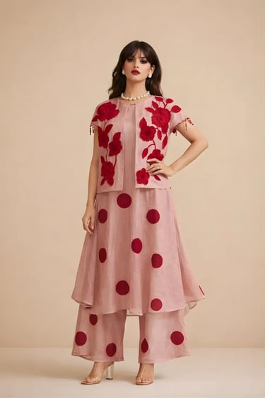 Polka Floral Jacket Set