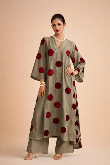 Polka Floral Sheer Palazzo Set