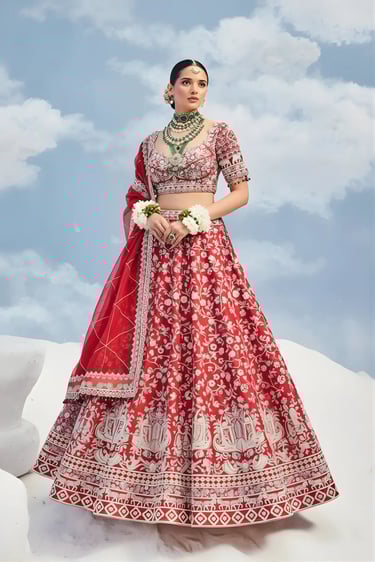 red marwar lehenga