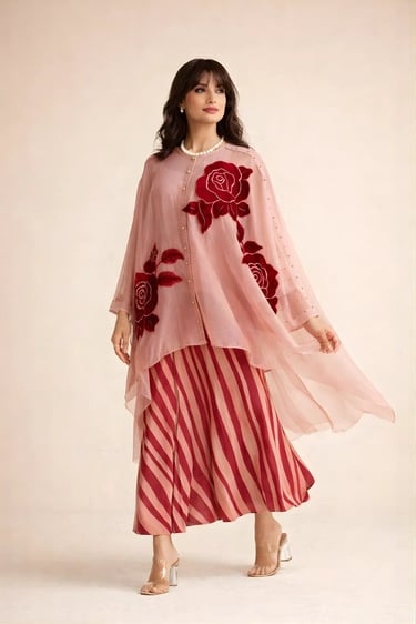 Rose Patch Skirt Set