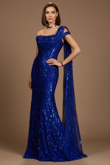 Royal Blue Tulle Gown