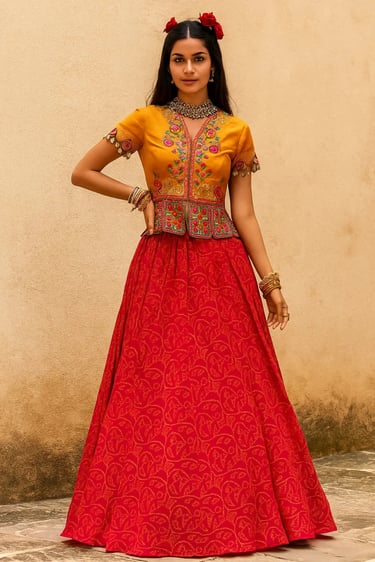 Short Peplum Lehenga Set