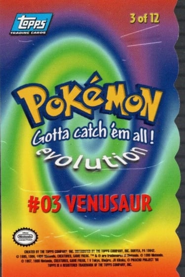 E3 Of E12 Venusaur Topps Pokémon The First Movie Die Cut back