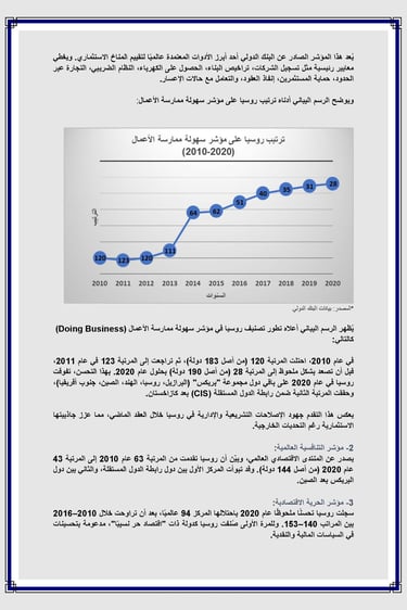 تحليل واقع مناخ الاستثمار في الاتحاد الروسي - عوض الله للاستشارات