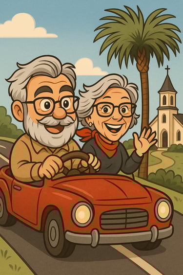 E.B and Opa visit small towns and Catholic parishes that serve them.