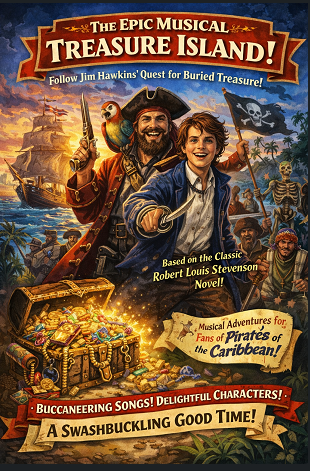 Treasure Island from easy musicals poster