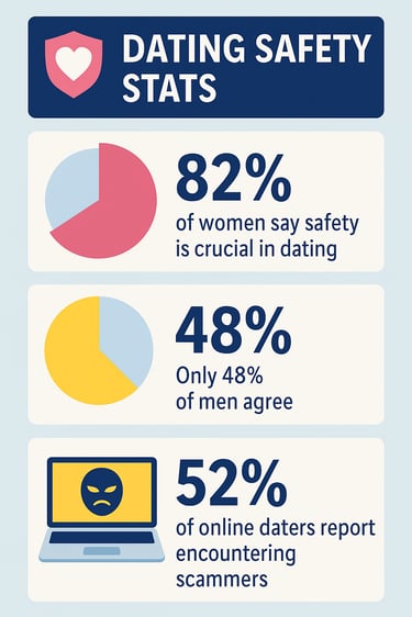 Dating safety statistics infographic.