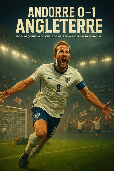 L’Angleterre s’impose 1-0 face à Andorre pour la qualification à la Coupe du Monde 2026 grâce à un but d’Harry Kane. Analyse 