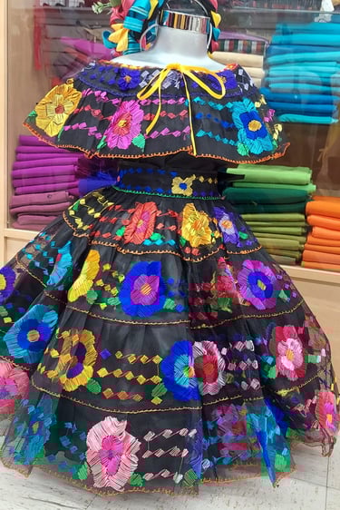 Tradiciones Norma costume made dresses from Chiapas Mexico, Folkloric dresses in Phoenix