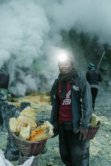 Sulfur Miner at Mt. Ijen Crater Banyuwangi